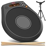 Pyle Digital Practice Drum Pad Set with Adjustable Tripod Stand, 8' Portable Electronic Snare w/Speaker, Metronome, Rhythm & Sticks