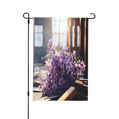 Bandiere da giardino primaverili con fiori lilla per esterni, perfette per decorazioni pasquali e decorazioni primaverili all'aperto
