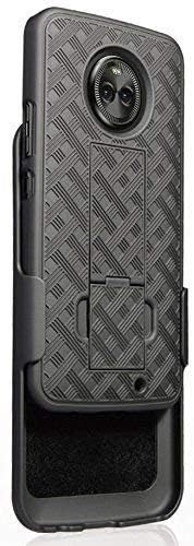 Funda compatible con Motorola Moto Z4, Motorola Moto Z4 Play Clip para cinturón cubierta cubierta cubierta de soporte Criss Cross Negro Nuevo diseño