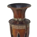 Deco 79 Metal Decorative Vase Tall Centerpiece Vase with Attached Metal Stand and Intricate Design, Flower Vase for Home Decoration 9" x 9" x 27", Brown - Image 4