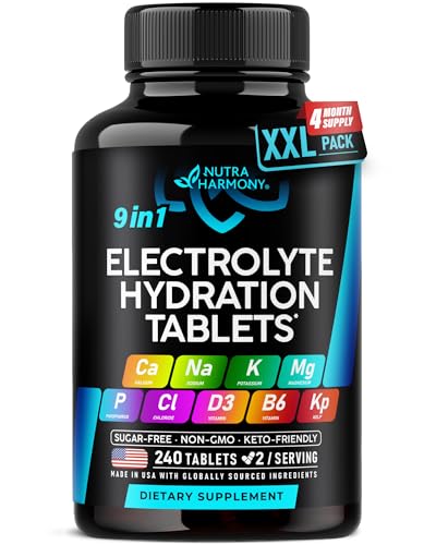 Electrolytes - Electrolyte Tablets with Magnesium, Sodium, Potassium, Chloride, Vitamins D3 & B6,...
