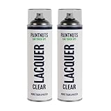 Clear Lacquer Spray Can - Fast Drying & High Gloss Protective Coating Paint Care for Cars & Motorbikes - 500ml - Pack of 2