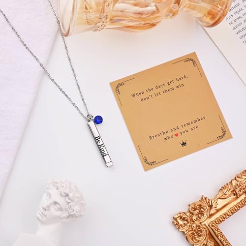 Be Kind Of A B Necklace For Women, Hidden Message Inspirational Necklace, Birthstone Personalized, Square Tube Vertical Bar Pendent Necklace Jewelry Gifts For Sister Best Friend2