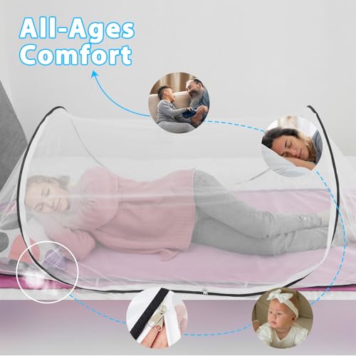 LINSOCLE Moskitonetz Pop Up, 200 x 80 x 56 cm Faltbares Mückennetz, Tragbares Campingzelt Moskitonetz Bett für Bett, Reisen,Outdoor Campin Bequem, Schnell und Tragbar