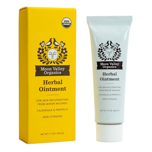 Moon Valley Organics Herbal Ointment with Calendula Comfrey and Propolis Moisturize and Soothe Cuts and Burns Healing Balm 1.7 Ounces