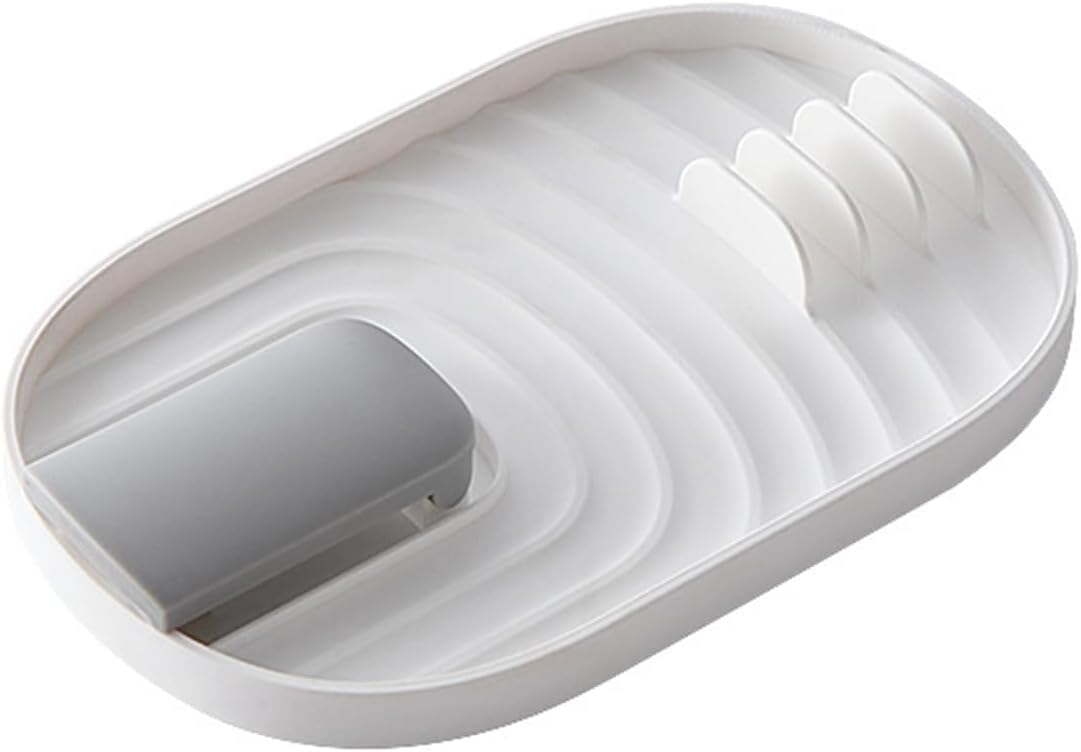 Multifunctional Foldable Pot Lid and Spoon Holder, Heat-Resistant Kitchen Utensil Holder, Spoon Tray Shelf & Cutlery Tray for Stove Top Kitchen and Avoid Dripping Stains Off white