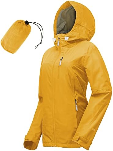 33,000ft Regenjacke Damen Wasserdicht Packbar Fahrradjacke Übergangsjacke | 10000mm Wassersäule, Mesh-Futter Unterarmbelüftung Wanderjacke, Atmungsaktiv Outdoorjacke, Leichte Windb