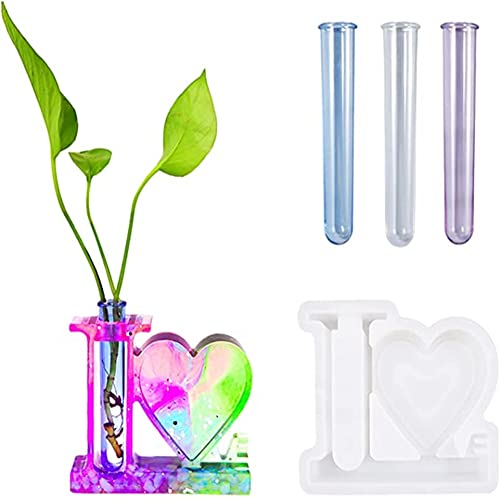 OmeHoin Moule à vase en résine pour multiplication, forme de cadre photo en silicone avec tube à essai, forme d'époxy flexible, réutilisable pour la maison, le bureau, les travaux manuels Cover