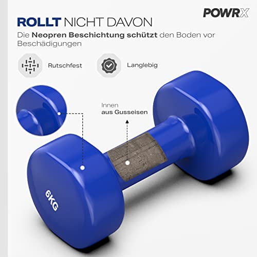 Kurzhanteln POWRX Vinyl Hanteln Set für Fitness und Gymnastik