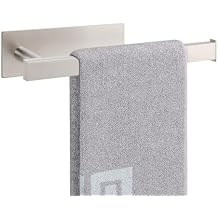 NearMoon Hand Towel Holder/Towel Ring Strong Hold Self Adhesive Bathroom Towel Bar, 9 Inch Thicken Stainless Steel Towel Rack- Sticky Towel Hanger, Contemporary Style NO Drilling Brushed Nickel