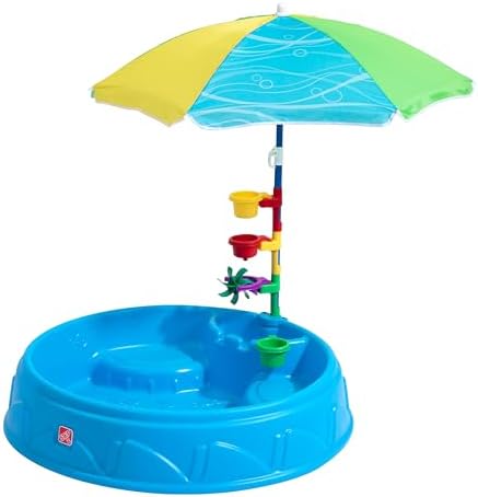 Step2 Play & Shade Pool for Kids, Outdoor Summer Pool with Umbrella, Easy to Assemble, 7 Piece Accessory Kit, Toddlers 2+ Years Old, Multicolor