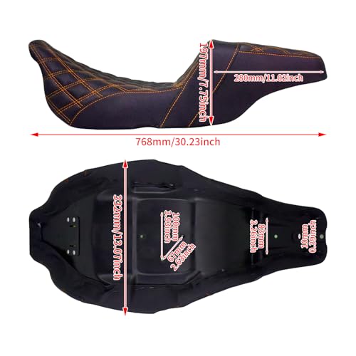 HDBUBALUS Motorcycle Seat Driver & Passenger Seat Fit For Harley Touring Road King Street Glide Road Glide Electra Glide 2009-2023 (Orange Stitching) by HDBUBALUS - Image 4