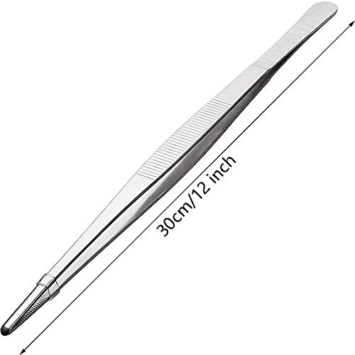 Gutsdoor Kitchen Tongs Long Tweezers Cooking Feeding Tongs Stainless Steel Food Tweezers for Kitchen (12 Inch Straight)
