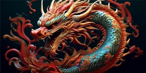 Peinture Diamant DIY Adulte Grand Format contre le Stress | Kit 5D Dragon