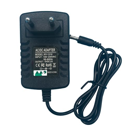 Lelukee Uniwersalny zasilacz 5 V DC 2 A, AC 100-240 V, zasilacz sieciowy 50/60 Hz, 10 W, 1000 mA maks. do małych urządzeń elektronicznych, do routerów WLAN, do zestawu TV, koncentratora, taśm LED,