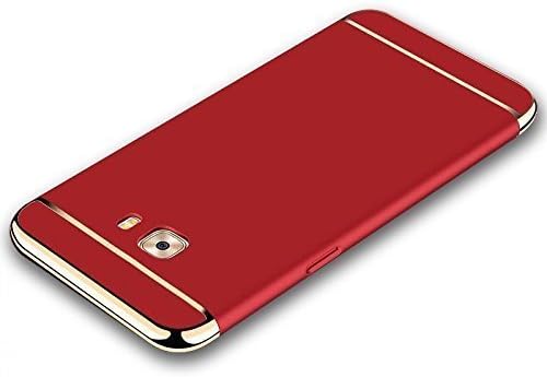 STYLUSH *3-in-1 Shockproof* Dual Layer Thin Back Cover Case for Samsung Galaxy J5 Prime (RED/Gold)