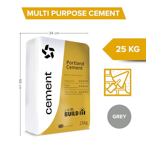 Laeto Build It 42.5N Portland Cement Ready Mixed | Just Add Water, Ready Mixed Cement Multi Purpose, Suitable For Concreting, Bricklaying, Floor Screeding & Render Repair - 1 x 25kg Bag