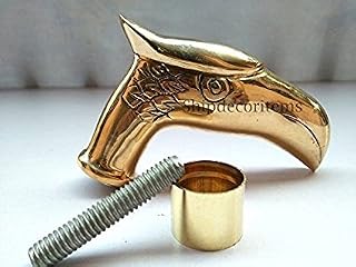 RIYLBEX Vintage Cane Walking Stick Handle Eagle Head Cast Brass w/Outside Connector Rod