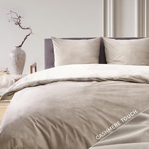 Blumtal Bettwäsche 135x200 cm Cashmere-Touch Plüsch - Oeko-TEX zertifizierte Bettwäsche 135x200 Winter + Kissenbezug 80x80 - Winterbettwäsche...