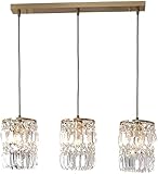 Lampe de chandelier de plafond, Chandelier Moderne Restaurant Lustre Industrie Crystal 3 Têtes Pendentif Lights Golden Landelier de Prestige E27 Plafonniers Séjour . à . Restaurant 68 121cm [Energy Cl
