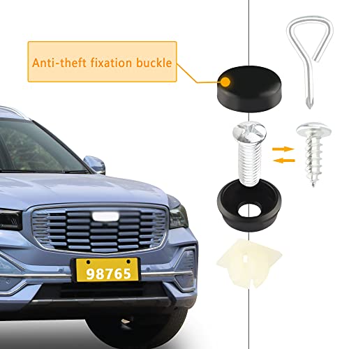 Anti Theft License Plate Screws Kit-With Amper Proof Screws,Nylon Insert And Matte Caps Covers,Rust Proof Fit For Front Rear Frame Holder Mounting (Nylon-Black) #TOP2