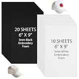 30 PCS 3D Puff Foam Embroidery, 6x9 Inch 3mm EVA Embroidery Sheets for Crafts, Hand Sewing, Quilting Machine, Pillows Hats DIY Projects (Black,White)