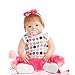 SanyDoll Reborn Baby Doll Soft Silicone 22inch 55cm Magnetic Lovely Lifelike Cute Lovely Baby Red check skirt