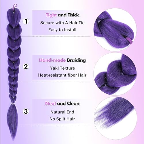 Purple Braids Ponytail Hair Extension Pre Braiding Hair 24 Inch — view 5