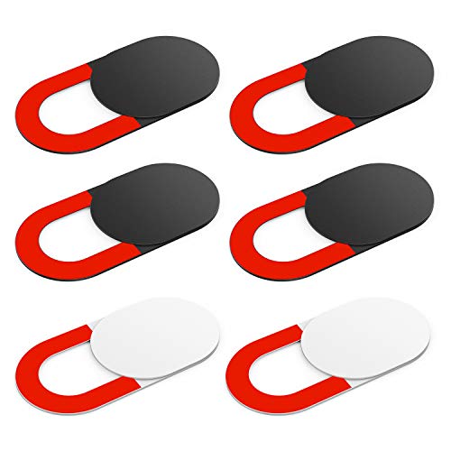 KIWI Design Tapa Webcam 6 Pack, Cubierta Webcam Cover Tapar Camara Portatil Con Un Paño Limpio Para PC Laptop Smartphone (4 Negro, 2 Blanco)