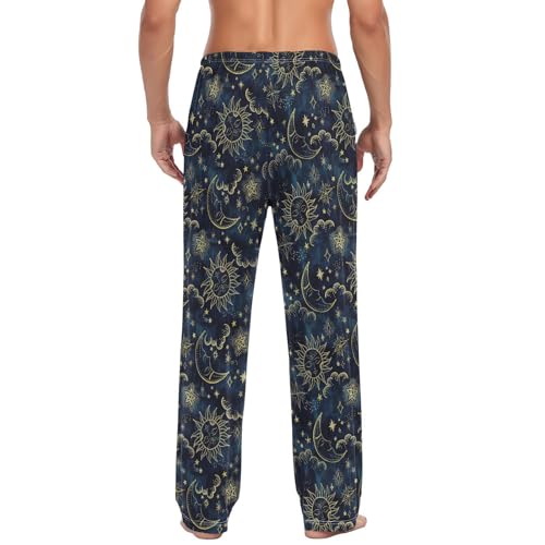 Laprad Men's Vintage Sun Moon Star Pajama Pants Lounge Pjs Bottoms Soft Sleep Pant with Pockets Drawstring3