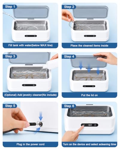 EXTAFIY Ultrasonic Jewelry Cleaner 48KHz Ultra Sonic Cleaning Machine - image 7
