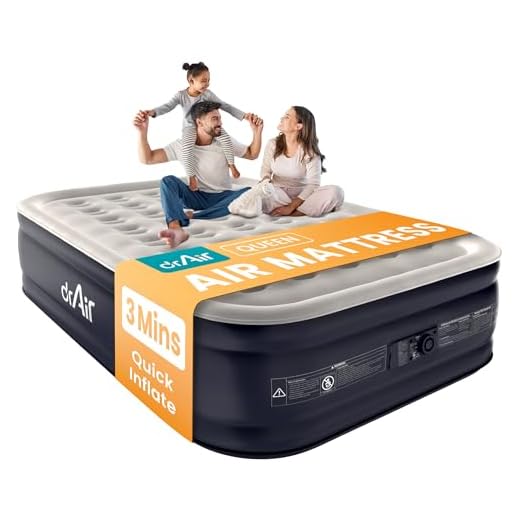 Dr. air Queen Air Mattress with Built-in Pump, 18" Raised Blow Up Mattress, 800 lbs Max Honeycomb Air Bed, 48Hr Leak-Proof Test, 3min Inflatable Mattress for Home, Guests, Camping, Colchones inflables