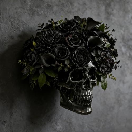 Pot de fleurs tête de mort support mural décoration extérieur - 4
