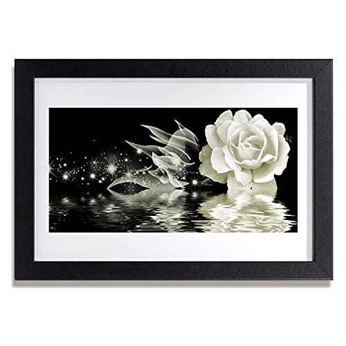 Cadre en MDF photo image fleur rose 30x20 cm contre les murs tristes de cuisine et salon