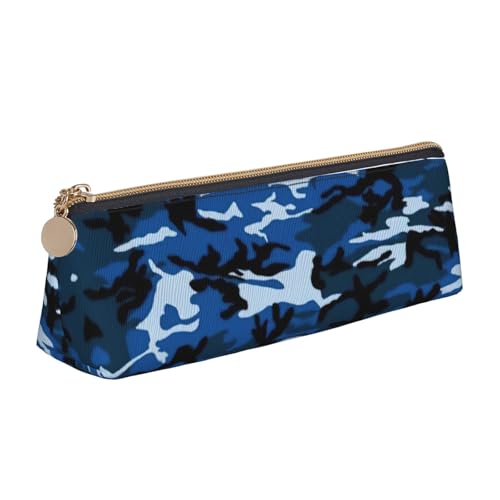 Camo Stampa Semplice Triangolare Penna Caso Sacchetto di Immagazzinaggio per Forniture per Ufficio Cosmetici Articoli One Size Art Deco blu bianco
