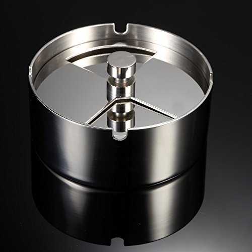 KKmoon Cinzeiro giratório redondo de aço inoxidável de alta qualidade com bandeja giratória Cinzeiro