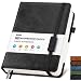 A5 Lined Leather Journal Notebook: Hardback Journal for Women Men, Black