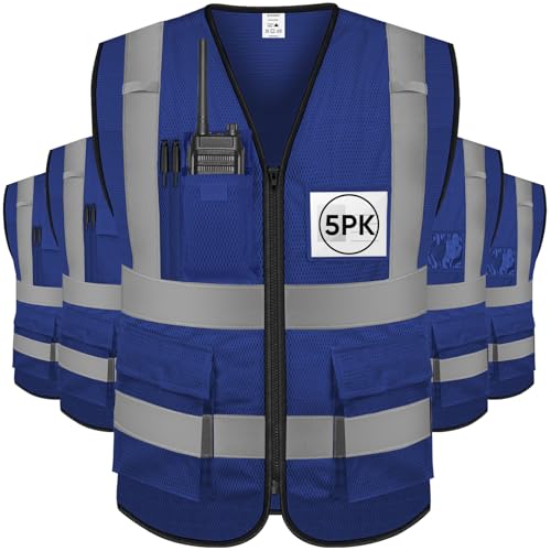 TICONN Reflective Safety Vest High Visibility Class II Mesh Vest for Women & Men Meets ANSI Standards 4X-Large Blue 1