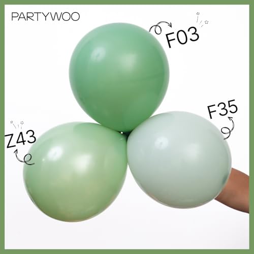 Image of PartyWoo Dusty Green Balloons 100 pcs Different Sizes of 18 12 10 5 Inch Matte Sage Olive Boho Green Eucalyptus Latex Balloon Arch Kit Garland for Wedding Baby Shower Party Decorations Green-F03