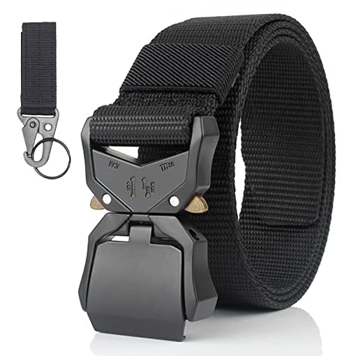 MUMUGO Cinturón táctico de los hombres Estilo militar con nosotros Cinturón de nylon de alta resistencia para el entrenamiento de caza Ejército que se ejecuta (Negro-B)
