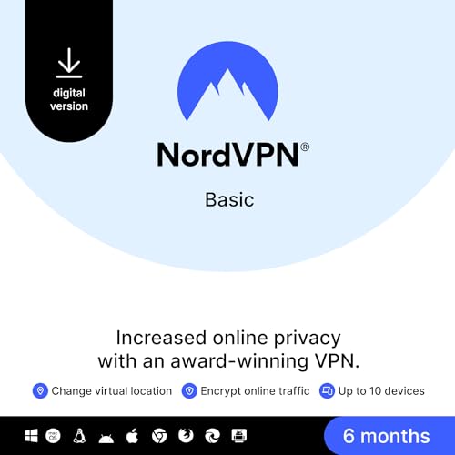 Image of NordVPN Basic, 10 Devices, 6-Month, Premium VPN Software, Digital Code