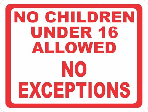 Minor Under 16 Years Old Public Area Access Ban Sign Metal Sign 8" x 12"