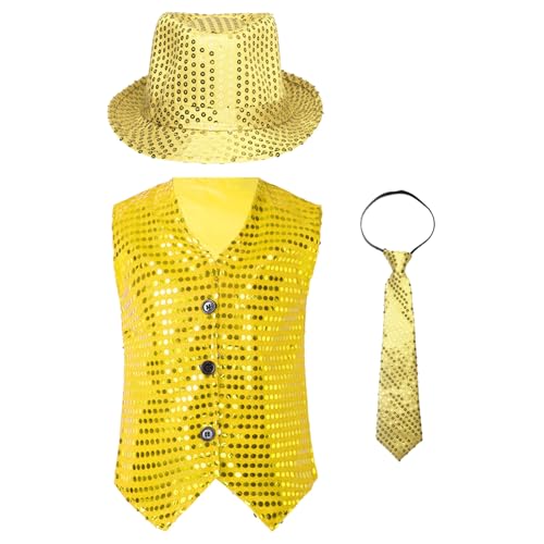 JEYPINMI Boys Girls Jazz Hip Hop Dance Waistcoat Choir Fancy Show Sequins Vest Sleeveless Jacket2