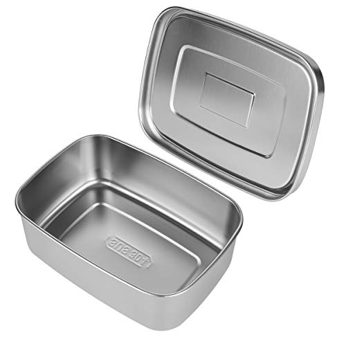Senlyde 1.1L Stainless Steel Portable Bento Box with lid Lunch Box Container, Kitchen Storage Box Eco-Friendly Metal Box for Kids or Adults School or Office BPA-Free Dishwasher Safe