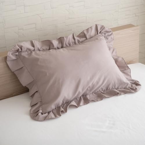 シルフィーズ まくらカバー フリル 水洗い 洗いざらし 枕カバー 1枚 かわいい おしゃれ 肌触り 柔らか 無地 北欧 可愛い 大人可愛い ブラウン 45×65cm