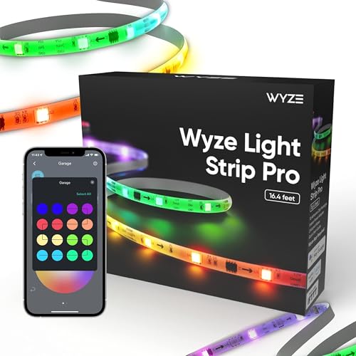 Wyze Lifestyle Light Strip Pro, 16.4ft WiFi LED Strip Lights, Multi-Color Segment Control, with 16 Million Colors, RGB, Music Sync, Waterproof Coating, Compatible with Alexa Google Assistant