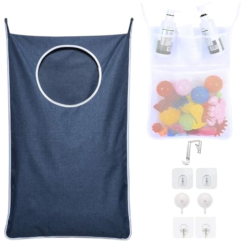 2 in 1 Hanging Laundry Bags & Bath Toy Storage, Oxford Fabric Hanging Laundry Hamper - Unique Zipper design, Soft Toy Storage, Laundry Bags, Toys Storage Organiser, Laundry Storage, Hanging Storage