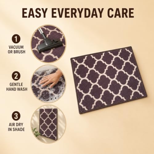 Image of Matz&More Anti Slip Multipurpose Floor Mat, 40x60cm, for Door, Entrance, Bathroom, Bedroom, Kitchen, Office, Trellis Dark Brown