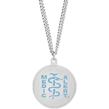 MEDICALERT Foundation Classic Medical ID Necklace for Men and Women with Free Custom Engraving - Light Blue - Classic - 26 Inches