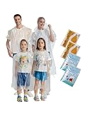 SaphiRose Einweg-Regenponcho, transparent, Notfall-Poncho, Transparent, 4er-Pack (Familie), Einheitsgröße